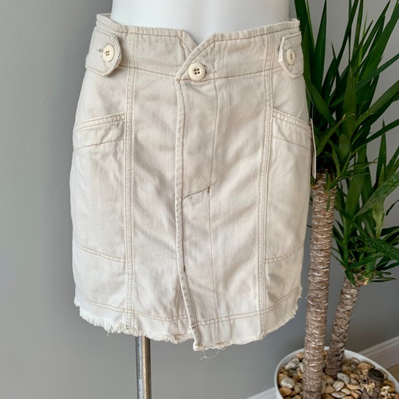 Free People Alpha Utility Raw-Edge Mini Skirt in Tan Size 8 - Picture 4 of 12